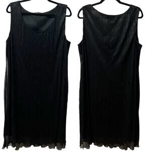 Marina Black Metallic Sleeveless Scoop Neck Midi Dress Women’s XL Sparkle Party